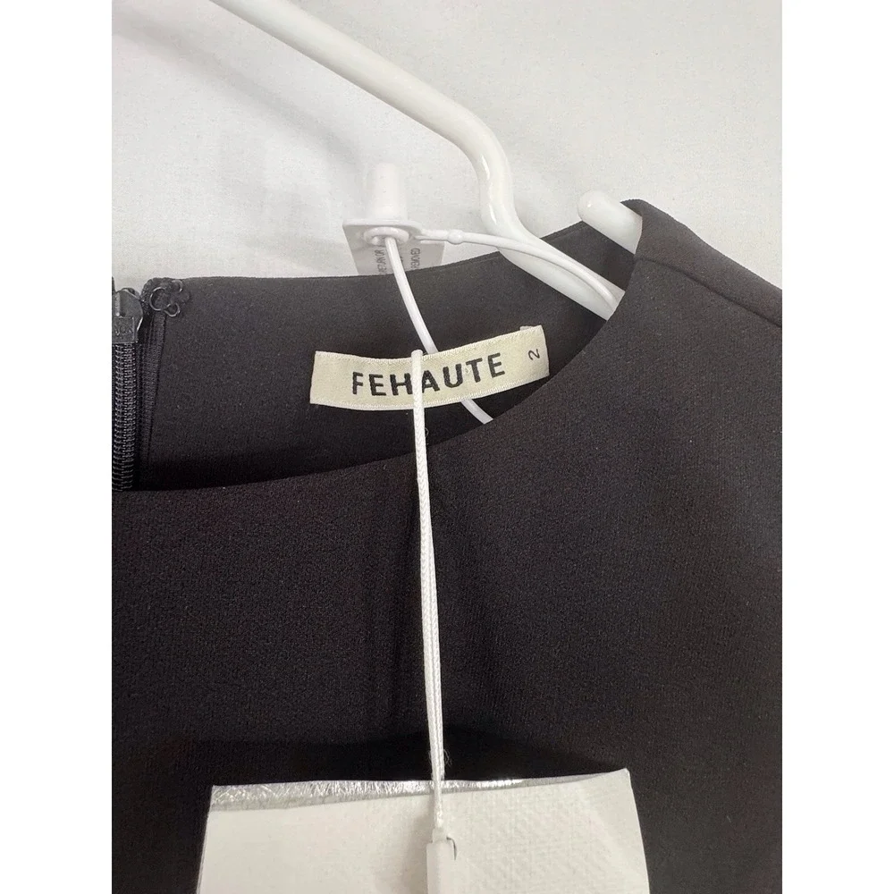 FEHAUTE‎ Black Sleeveless Midi Dress Size 2 NWT Ruffle Hem Cocktail Party